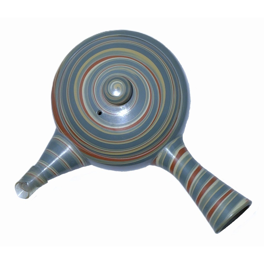 Vintage Seisen Tokoname Kyusu Teapot Japanese Nerikomi Marbled Clay Side Handle